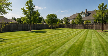 Fresh striped lawn after mowing